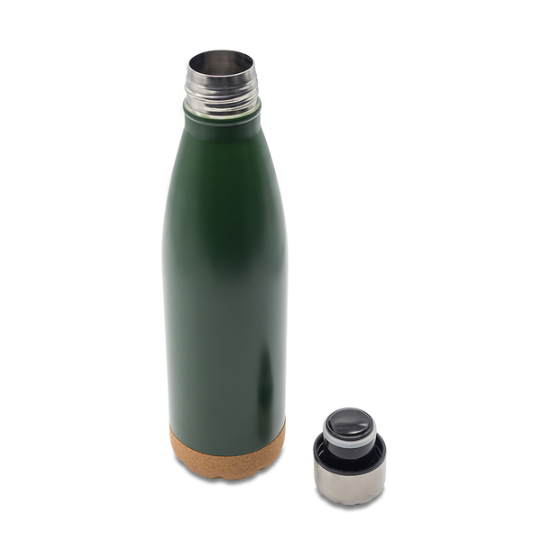 R08445.51 - Butelka próżniowa z korkowym spodem Jowi 500 ml, ciemny zielony